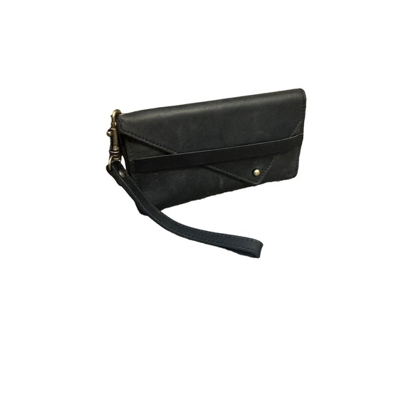 handmade • black leather homemade wristlet wallet portland leather kenya - Picture 7 of 10